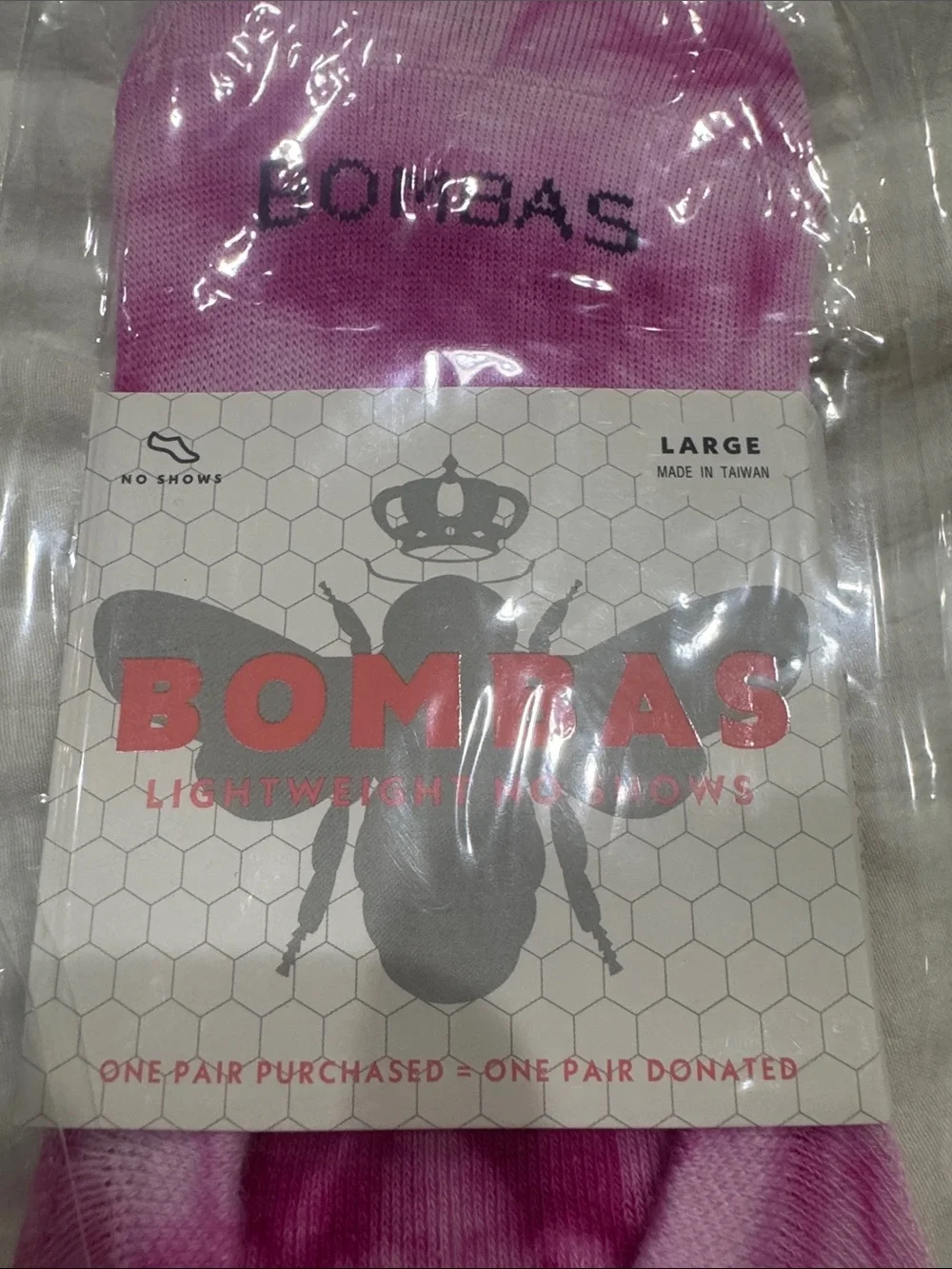 NWT W SZ LG Bombas No-Show Socks in Blue & Pink Tie-Dye (2-Pack)